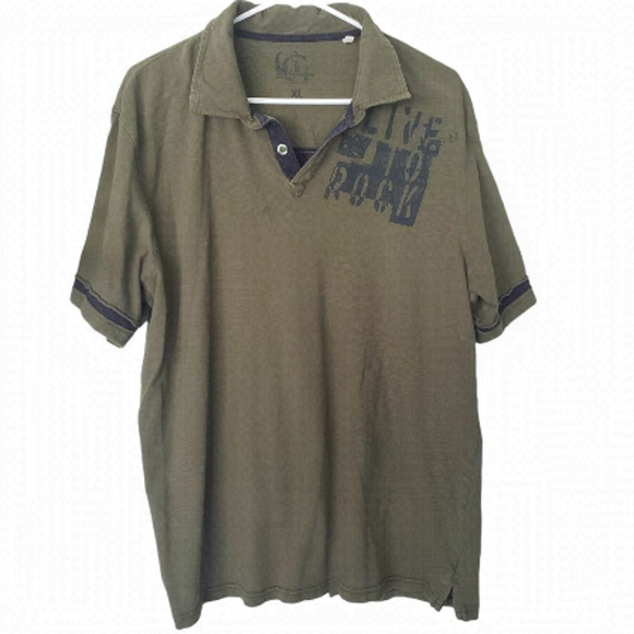 Guess green Navy blue men's collar shirt XL Live to Rock - Picture 1 of 5